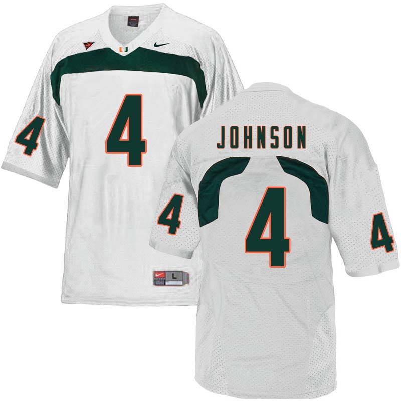 Nike Miami Hurricanes #4 Jaquan Johnson College Football Jerseys Sale-White - Click Image to Close